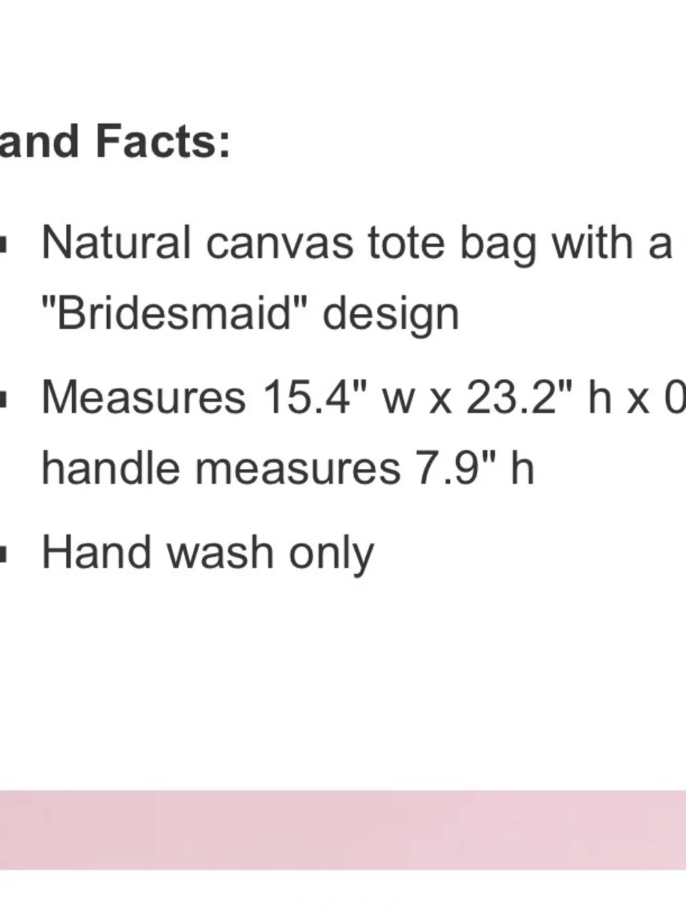 Bridesmaid Canvas Tote Bag in Cream with Gold Script NWT